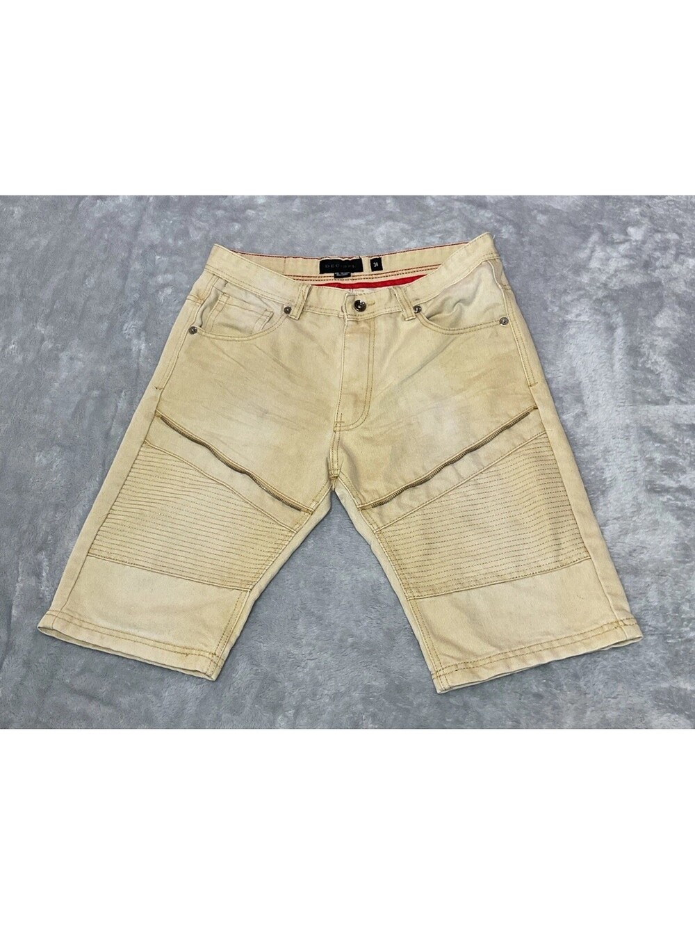 Decibel Distressed Ripped Denim Moto Shorts Zippers Black Mens Size 34